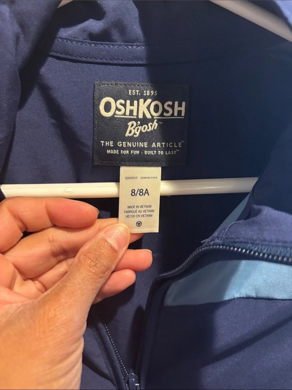 OshKosh B'gosh Navy & Light Blue Kids' Zip-Up Rain Jacket